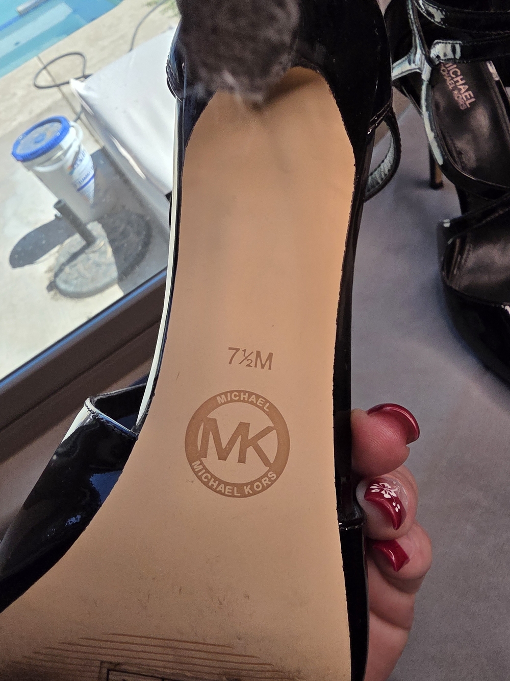 Michael Kors Black Patent Strappy Pointed-Toe Heels - Picture 4 of 5